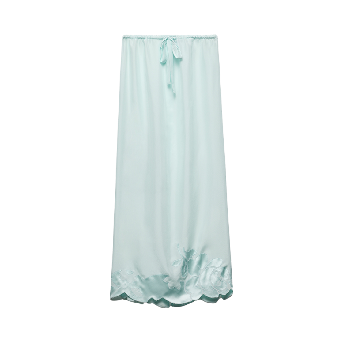 (W) 프라다 자수 하부타이 실크 미디-스커트 클로로필 그린((W) Prada Embroidered Habutai Silk Midi-Skirt Chlorophyll Green) - 1