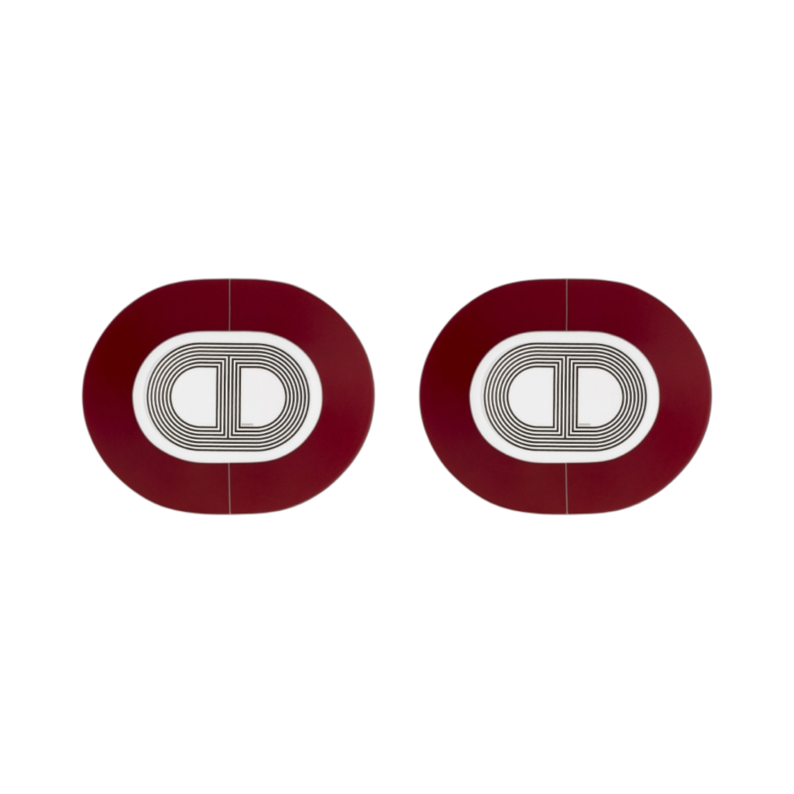 에르메스 랠리 24 스몰 오발 플레이트 레드 (2개입)(Hermes Rallye 24 Small Oval Plate Red (2 Plates)) - 1