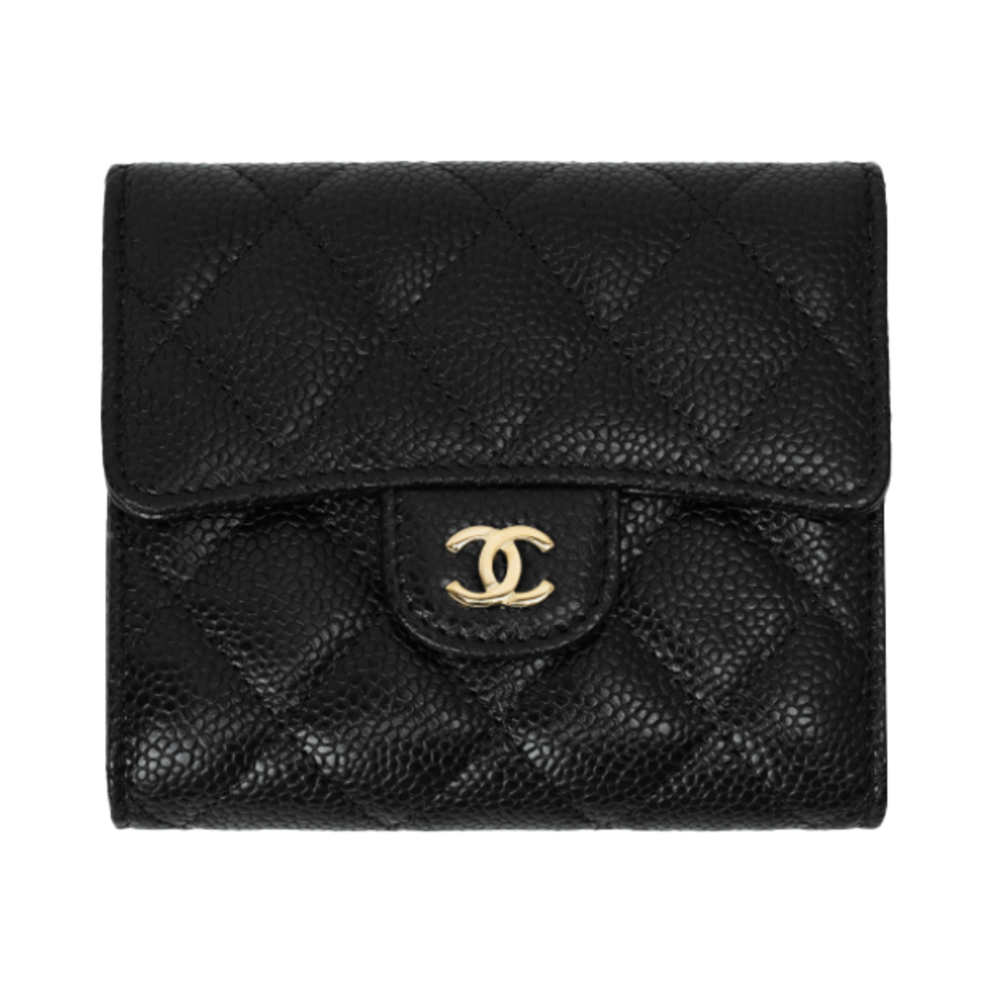 AP0231-Y01864-C3906 Chanel Small Classic Flap Wallet Grained Calfskin & Gold Black
