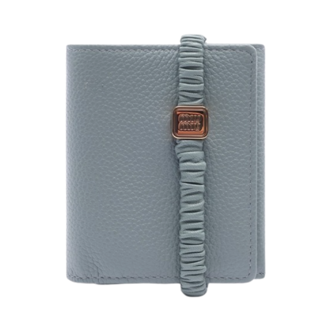 5MH051-2CSK-F03WB Miu Miu Logo Loop Wallet Blue Beige