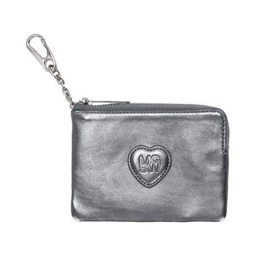 DD000101_MGFP Margesherwood Heart Zipper Wallet Metallic Grey Foiled Plain