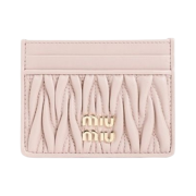 Miu Miu Matelasse Nappa Leather Card Holder Powder Pink