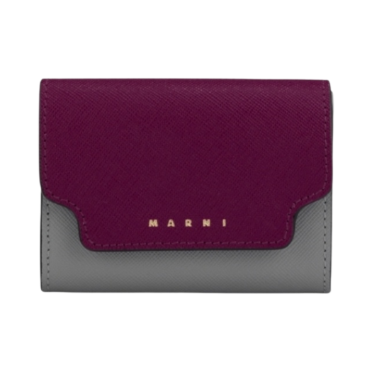 Marni Saffiano Leather Coin Case Purple Grey Brown