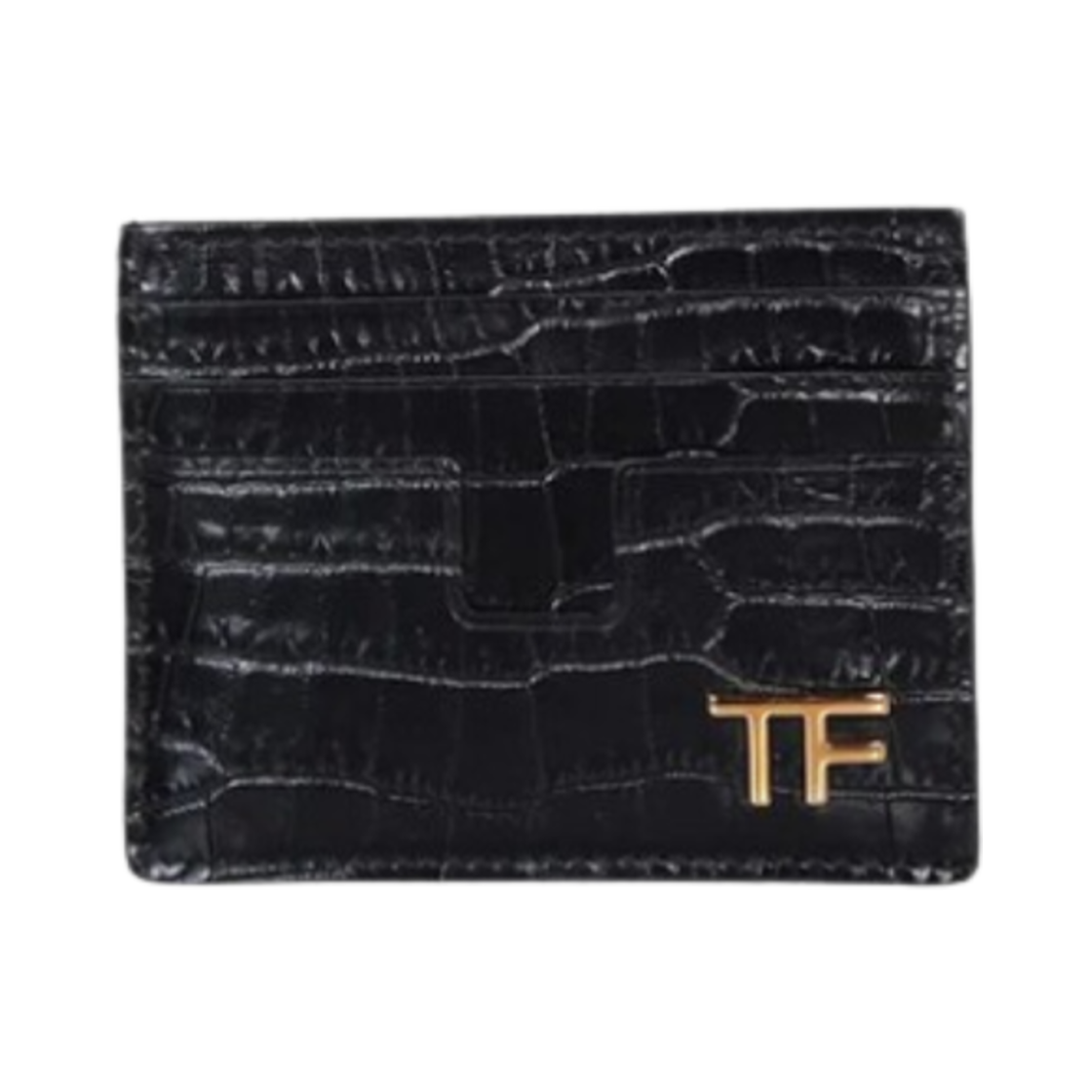 YT233-LCL168G-1N001 Tom Ford Metal Logo Leather Card Holder Black
