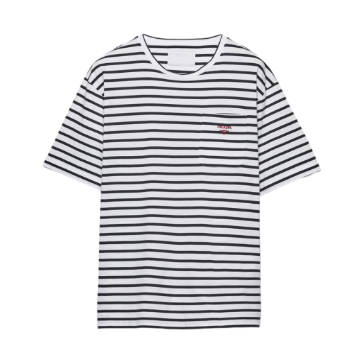 Prada Striped Cotton T-Shirt White Blue