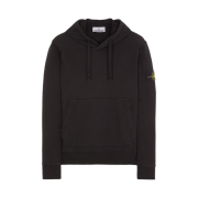Stone Island 64151 Cotton Fleece Garment Dyed Hooded Sweatshirt Black - 23FW