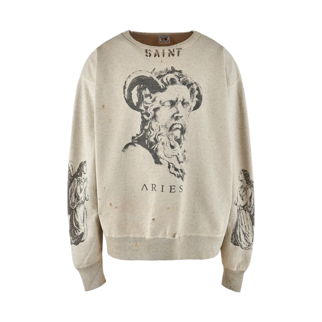 세인트 마이클 x 에리즈 크루 스웨트셔츠 미스터 에리즈 그레이(Saint Mxxxxxx x Aries Crew Sweatshirt Mr Aries Grey)