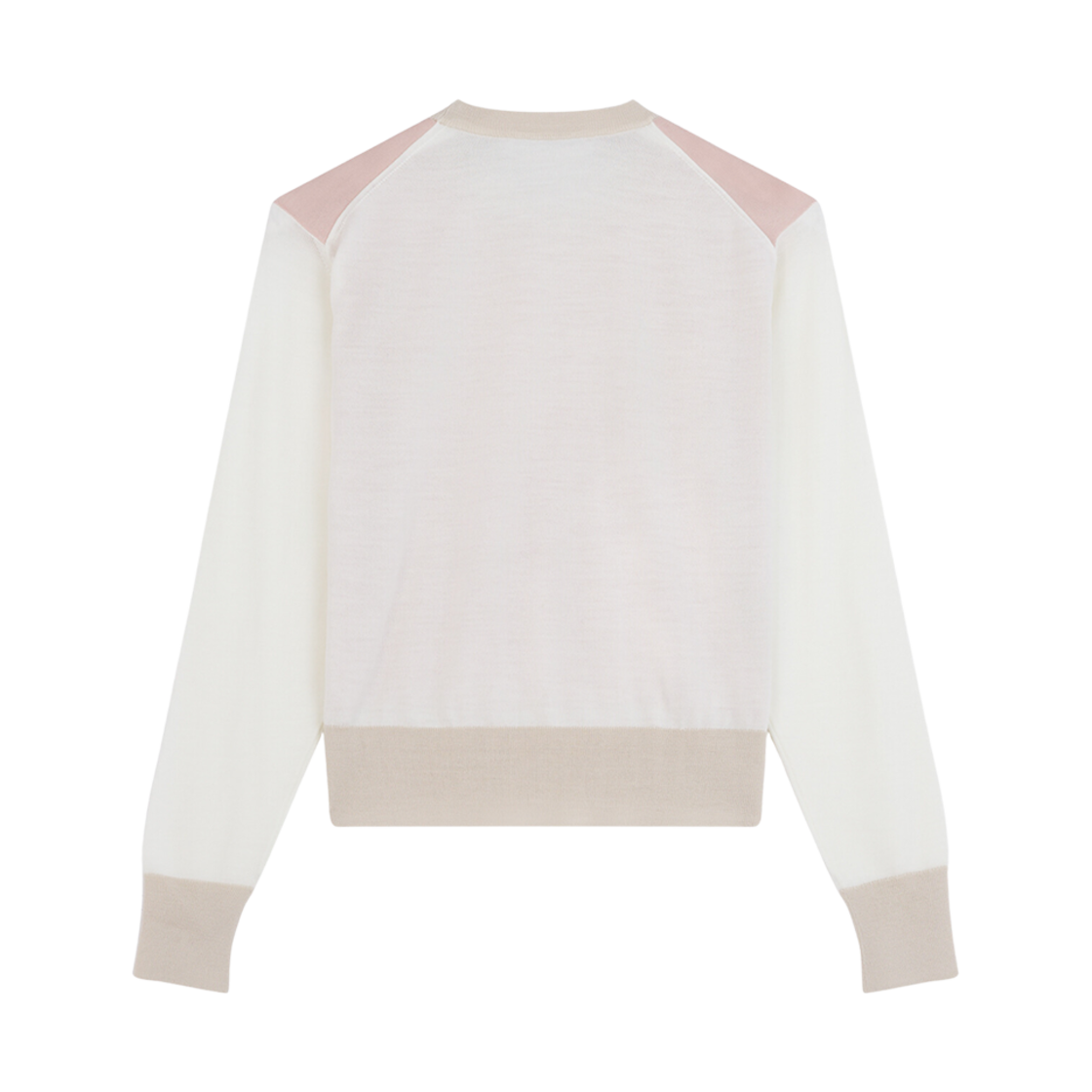(W) 메종 키츠네 베이비 폭스 패치 컬러 블록 점퍼 패스쳐 로즈((W) Maison Kitsune Baby Fox Patch Color Block Jumper Pasture Rose) - 2