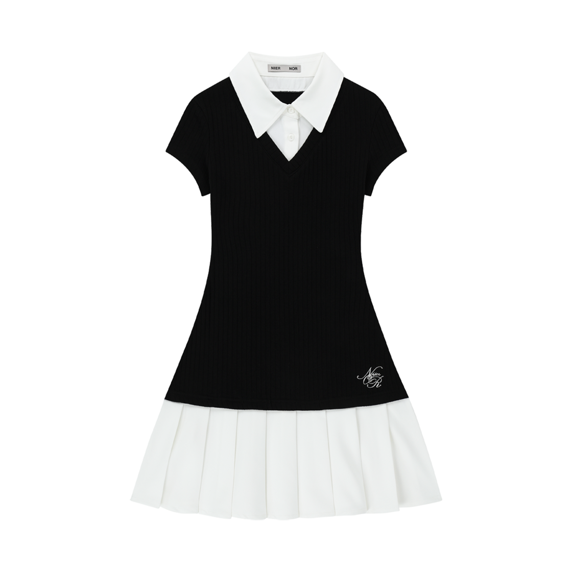 25NNSSTDRF001BK NIIER NOR Layered Shirt Dress Black