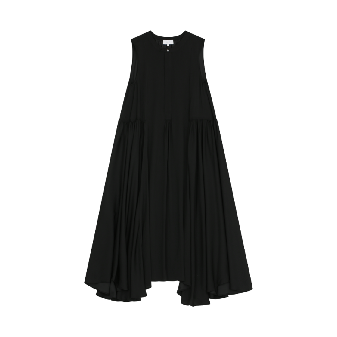 252-2906-01 VIS A VIS Sleeveless Side Gathered Dress Black