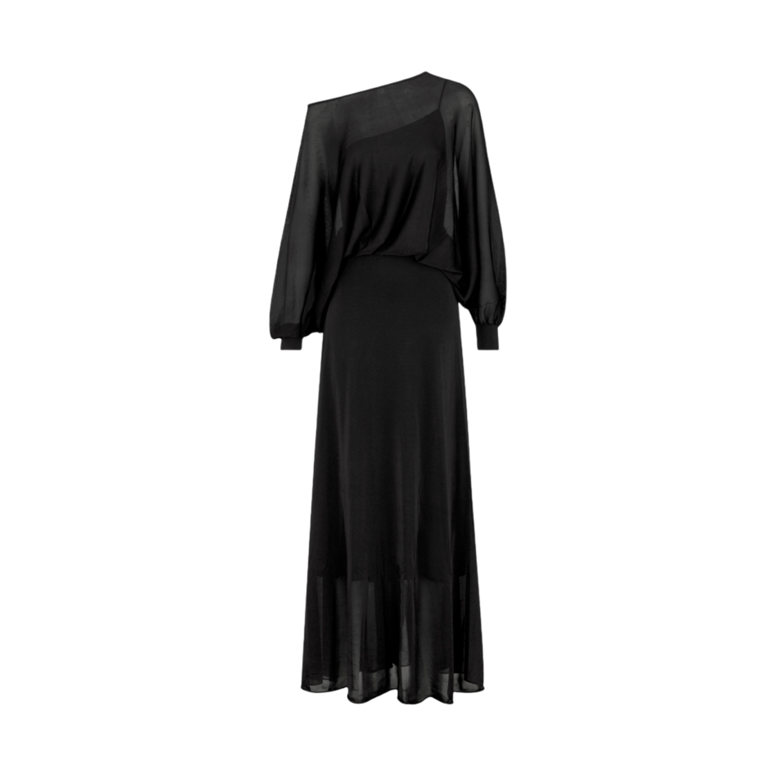 (W) 디올 오픈워크 실크 블렌드 니트 스트레이트컷 롱 드레스 블랙((W) Dior Openwork Silk Blend Knit Straight Cut Long Dress Black) - 1