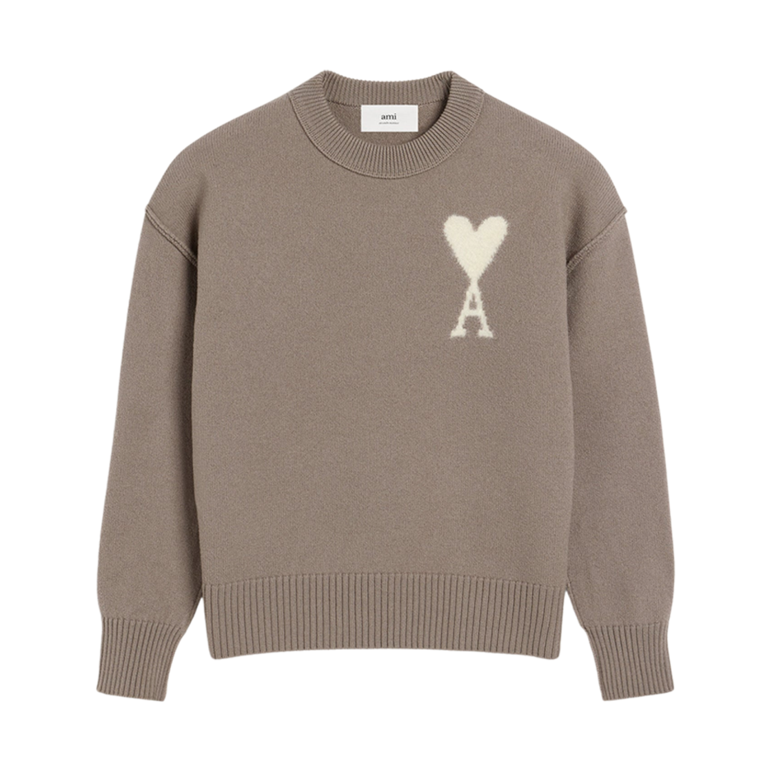 UKS090-KN0090-0957 AMI de Coeur Felted Merino Wool Sweater Ash Off White