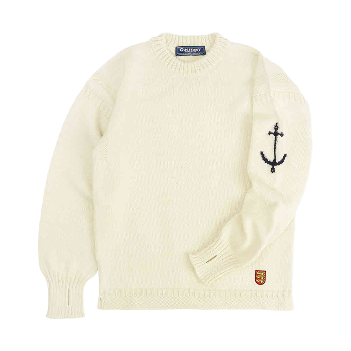 - Guernsey Woollens Crewneck Wholegarment Sweater Aran