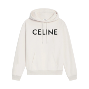 Celine Loose Hoodie in Cotton Fleece Cream Black