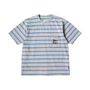 Kapital Multi Border Jersey Pennant T-Shirt 3Flags Light Blue Blue