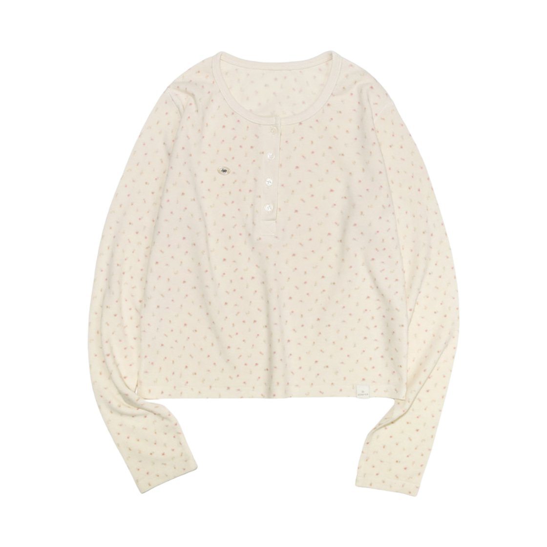 키지코 플라워 패턴 헨리넥티 아이보리(KIJIKO Flower Pattern Henley Neck Ivory)