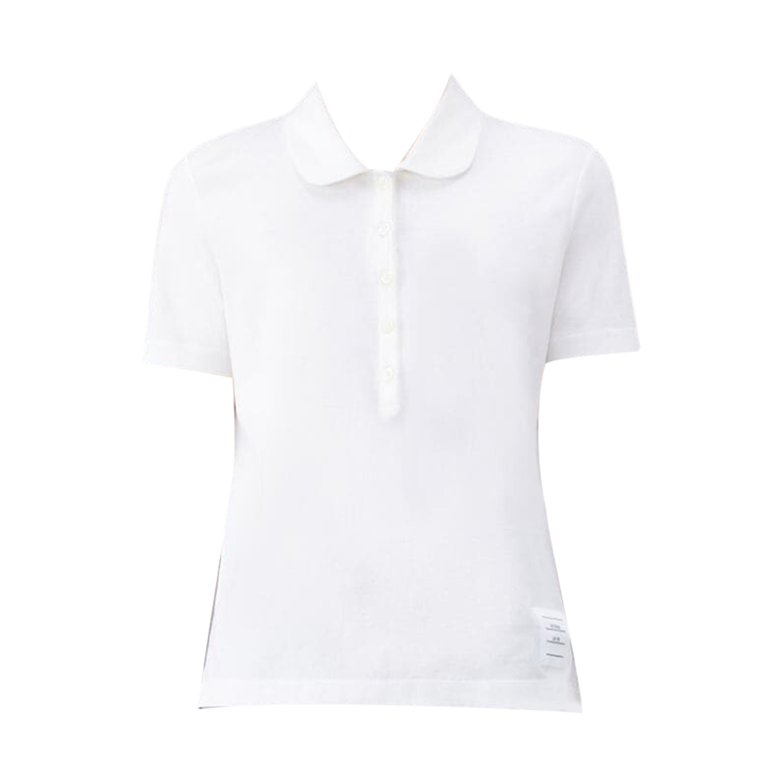 FJP081A-J0091-113 (W) Thom Browne Cotton Crepe Jersey Round Collar Polo White
