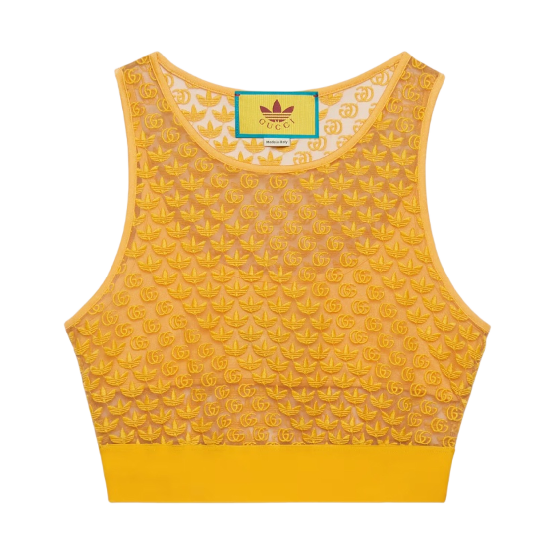 (W) 구찌 x 아디다스 GG 튤 탑 옐로우((W) Gucci x Adidas GG Tulle Top Yellow)