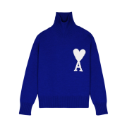 AMI de Coeur Oversize Intarsia Funnel Neck Sweater Royal Blue