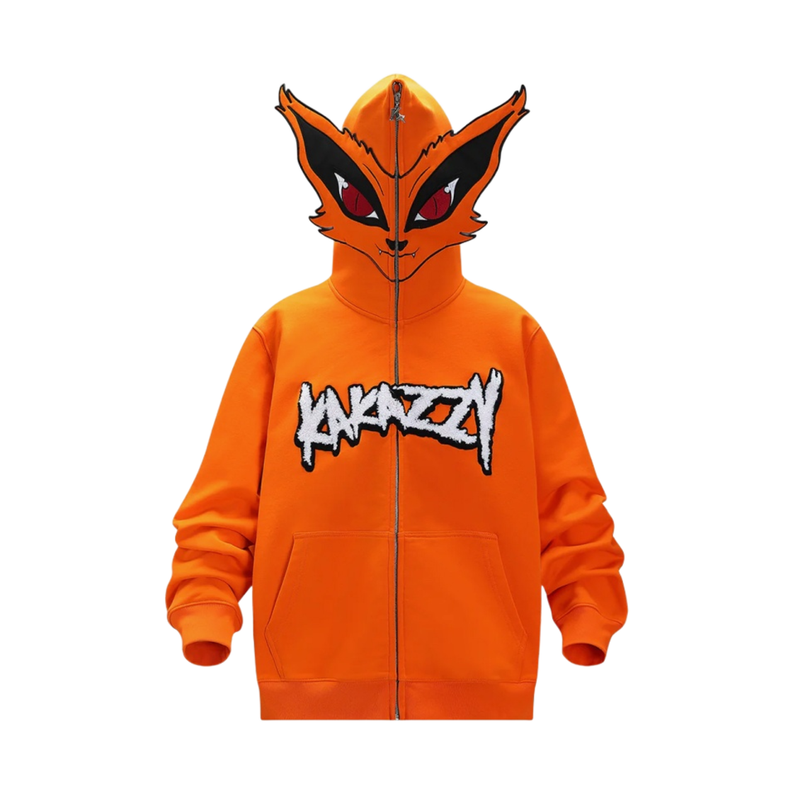 카카지 풀 집 후드 나루토 쿠라마 오렌지(Kakazzy Full Zip Hoodie Naruto Kurama Orange)