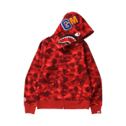 BAPE Color Camo Shark Full Zip Hoodie Red