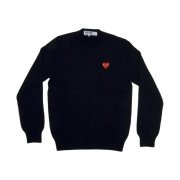 (W) Play Comme des Garcons Red Heart V-Neck Sweater Black