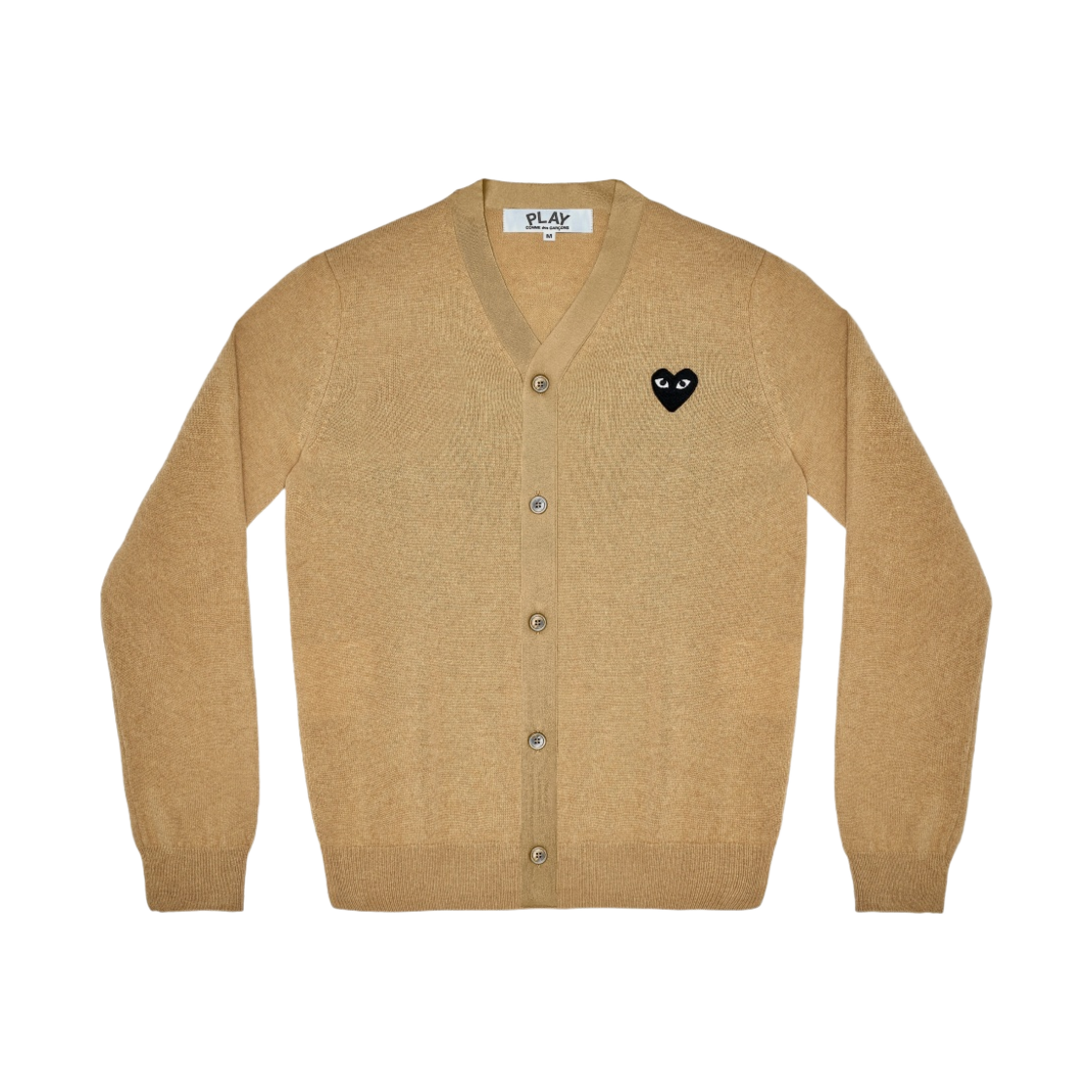 플레이 꼼데가르송 블랙 하트 니트 가디건 베이지(Play Comme des Garcons Black Heart Knit Cardigan Beige)