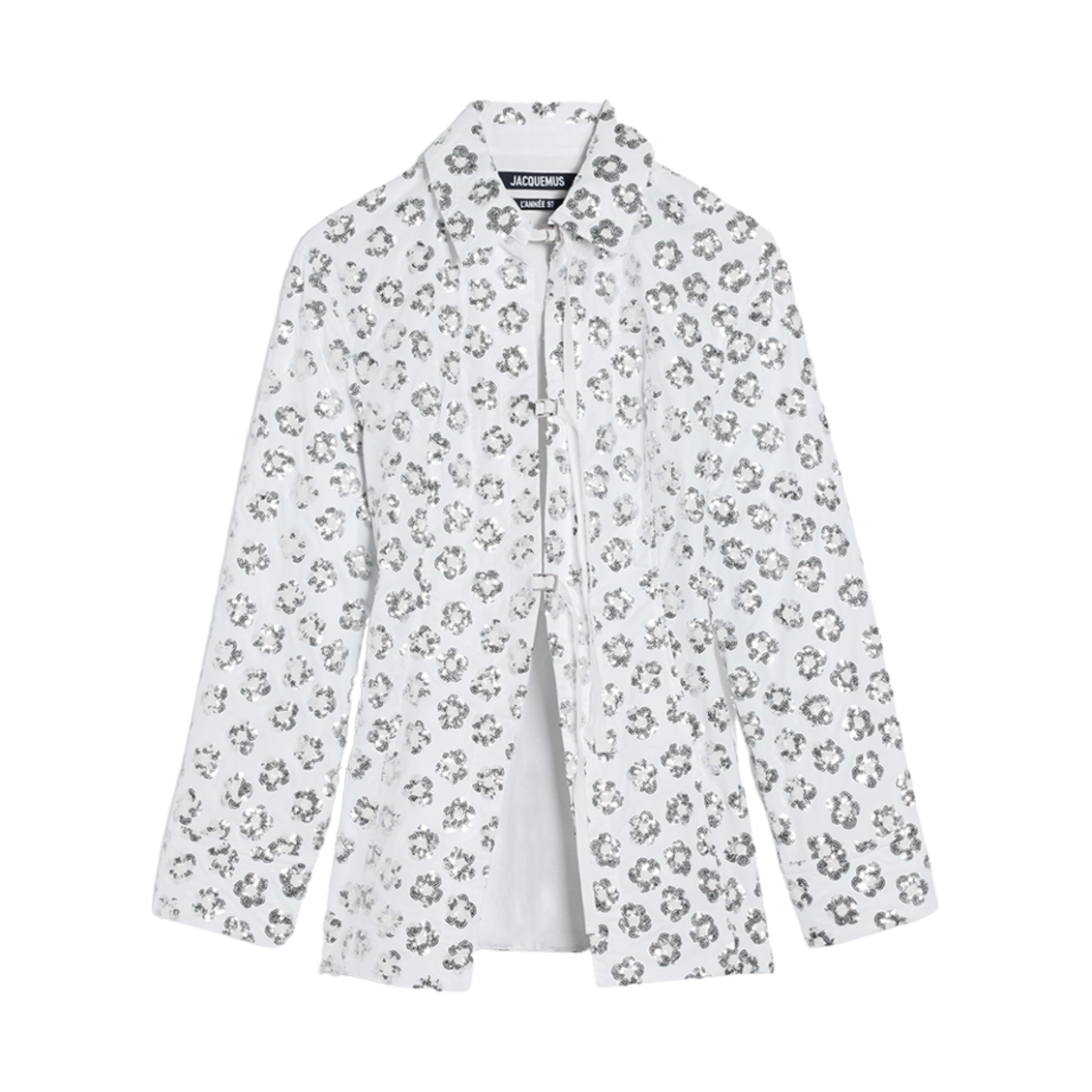 (W) 자크뮈스 라 슈미즈 라브와 브로디 자수 리본 셔츠 시퀸 플라워 자수((W) Jacquemus La Chemise Lavoir Brodee Embroidered Ribbon Shirt Sequins Flowers Embroidery) - 1