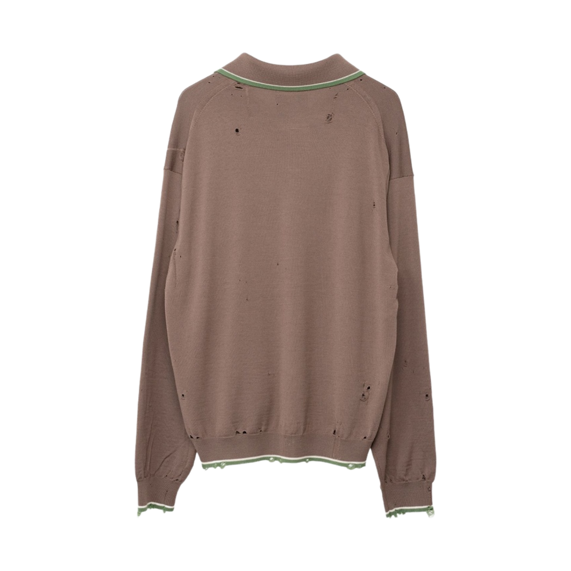 메종 미하라 야스히로 디스트레스드 니트 폴로 셔츠 브라운(Maison Mihara Yasuhiro Distressed Knit Polo Shirt Brown) - 2