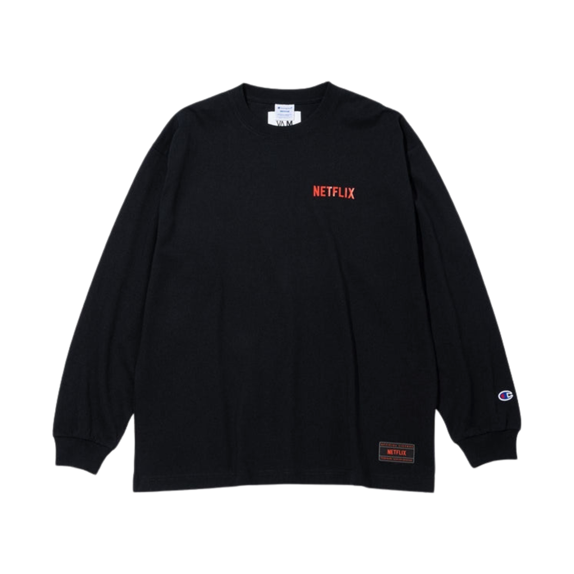V.A 도쿄 x 넷플릭스 x 챔피온 롱슬리브 티셔츠 014 넷플릭스 블랙(V.A Tokyo x Netflix x Champion L/S T-Shirt 014 Netflix Black)