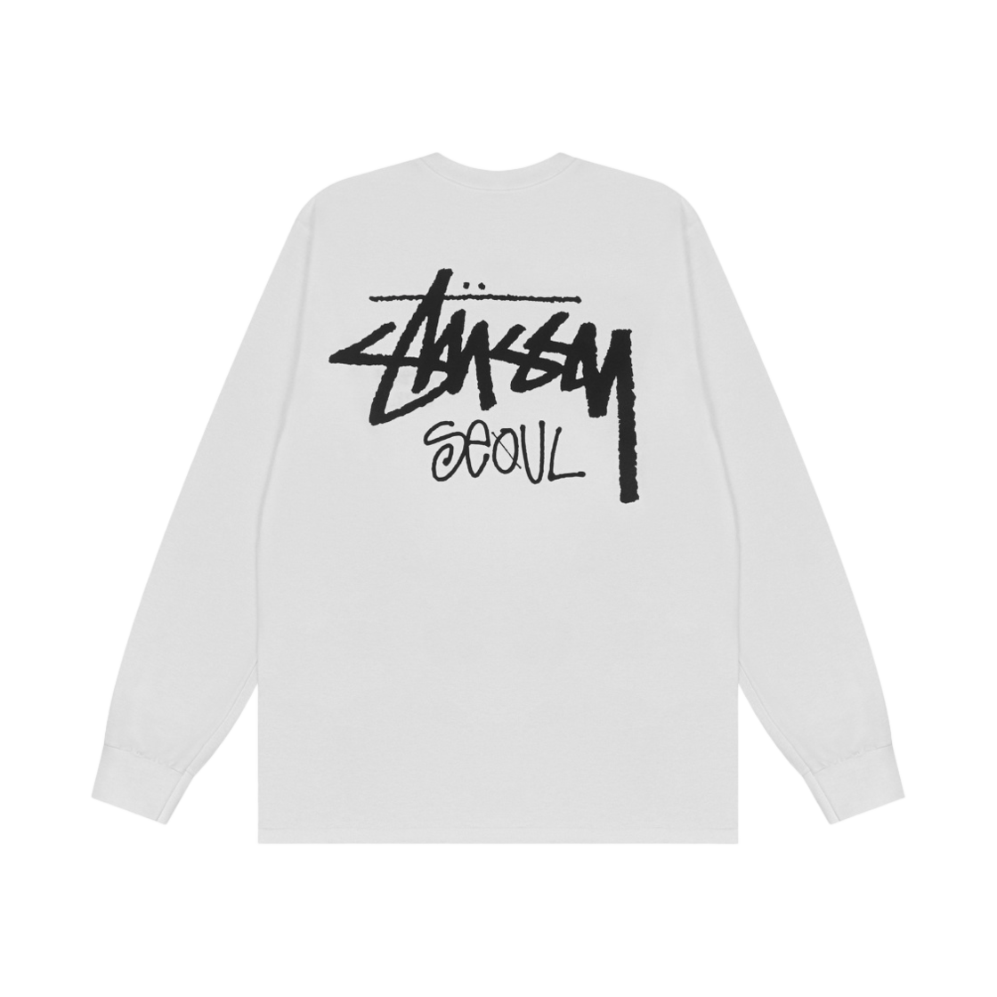 스투시 스탁 서울 롱슬리브 티셔츠 화이트 2023(Stussy Stock Seoul LS T-Shirt White 2023)