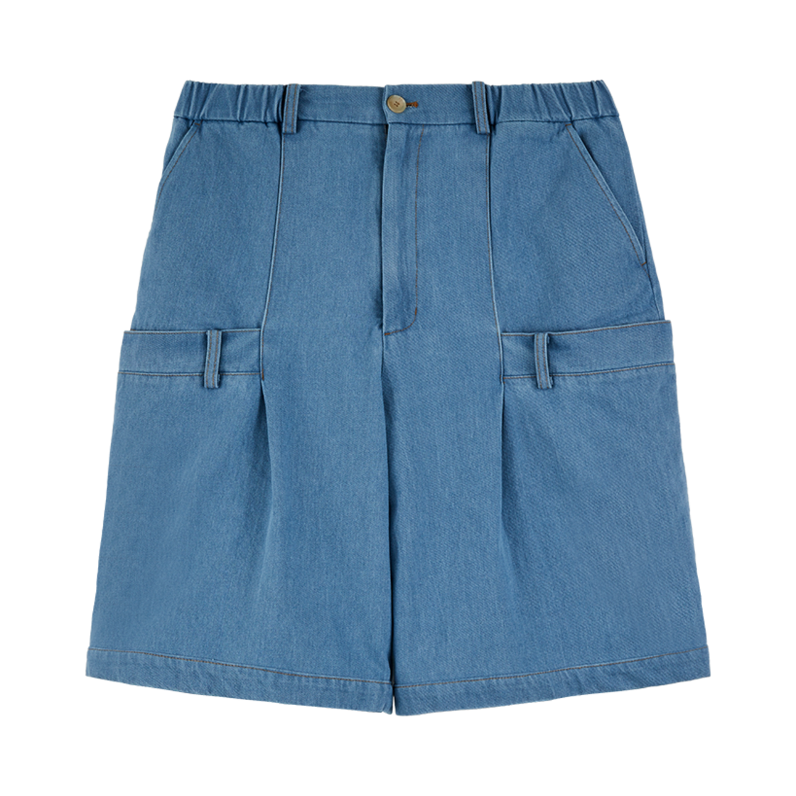 하이투 더블 웨이스트밴드 데님 반바지 라이트 블루(HYII Double Waistband Denim Shorts Light Blue)