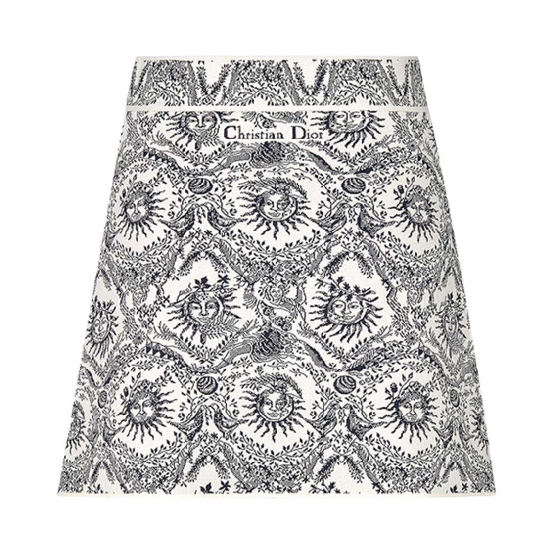 (W) 디올 미니스커트 화이트 네이비 블루 쏠레이 테크니컬 니트((W) Dior Miniskirt White Navy Blue Soleil Technical Knit) - 2