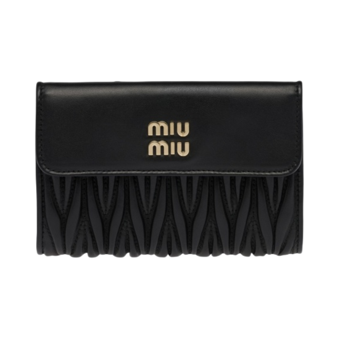 미우 미우 마테라쎄 나파 레더 반지갑 블랙(Miu Miu Matelasse Nappa Leather Wallet Black)