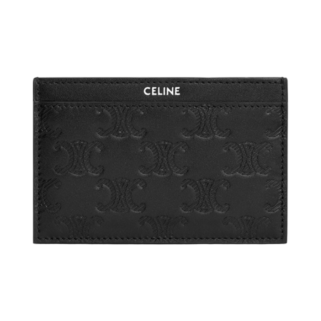 10B703FQD-38SI Celine Card Holder in Calfskin with Triomphe Embossed Black