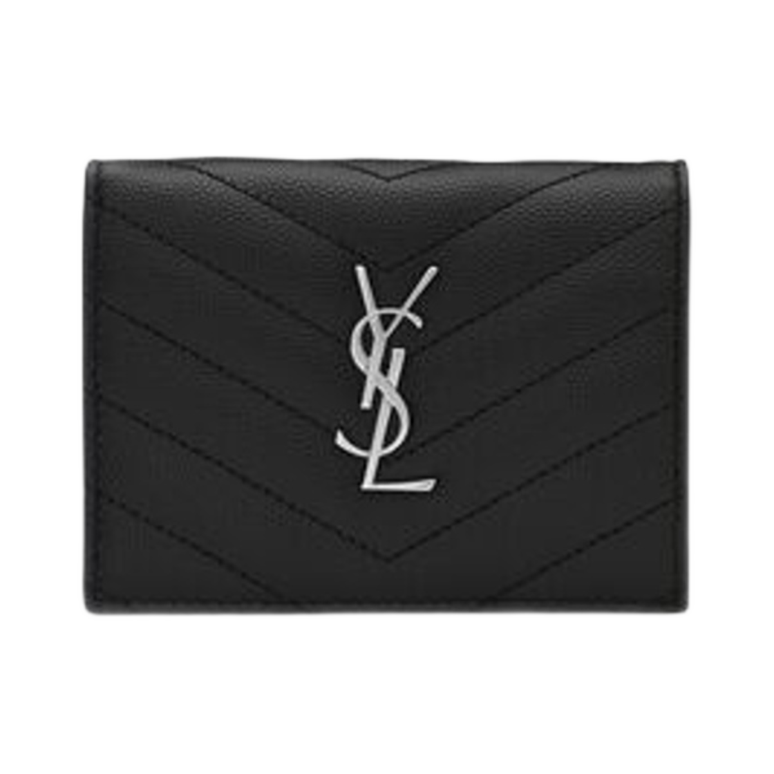생로랑 카산드라 마틀라세 플랩 카드 케이스 그레인 드 뿌드르 엠보스 레더 블랙(Saint Laurent Cassandre Matelasse Flap Card Case in Grain De Poudre Embossed Leather Black) - 1
