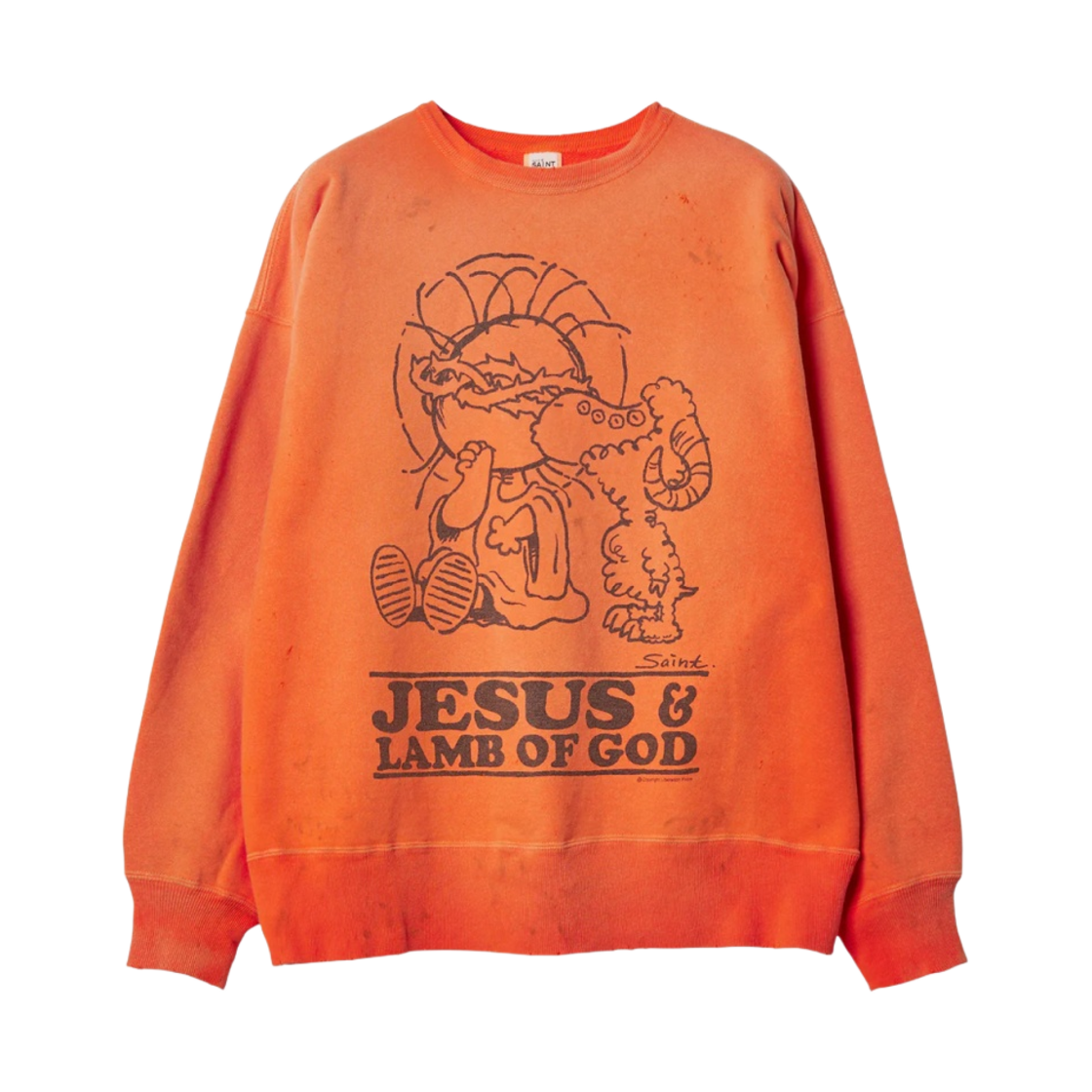 YS8-0000-028 Saint Mxxxxxx JS & LMB Crewneck Sweatshirt Orange - 24SS