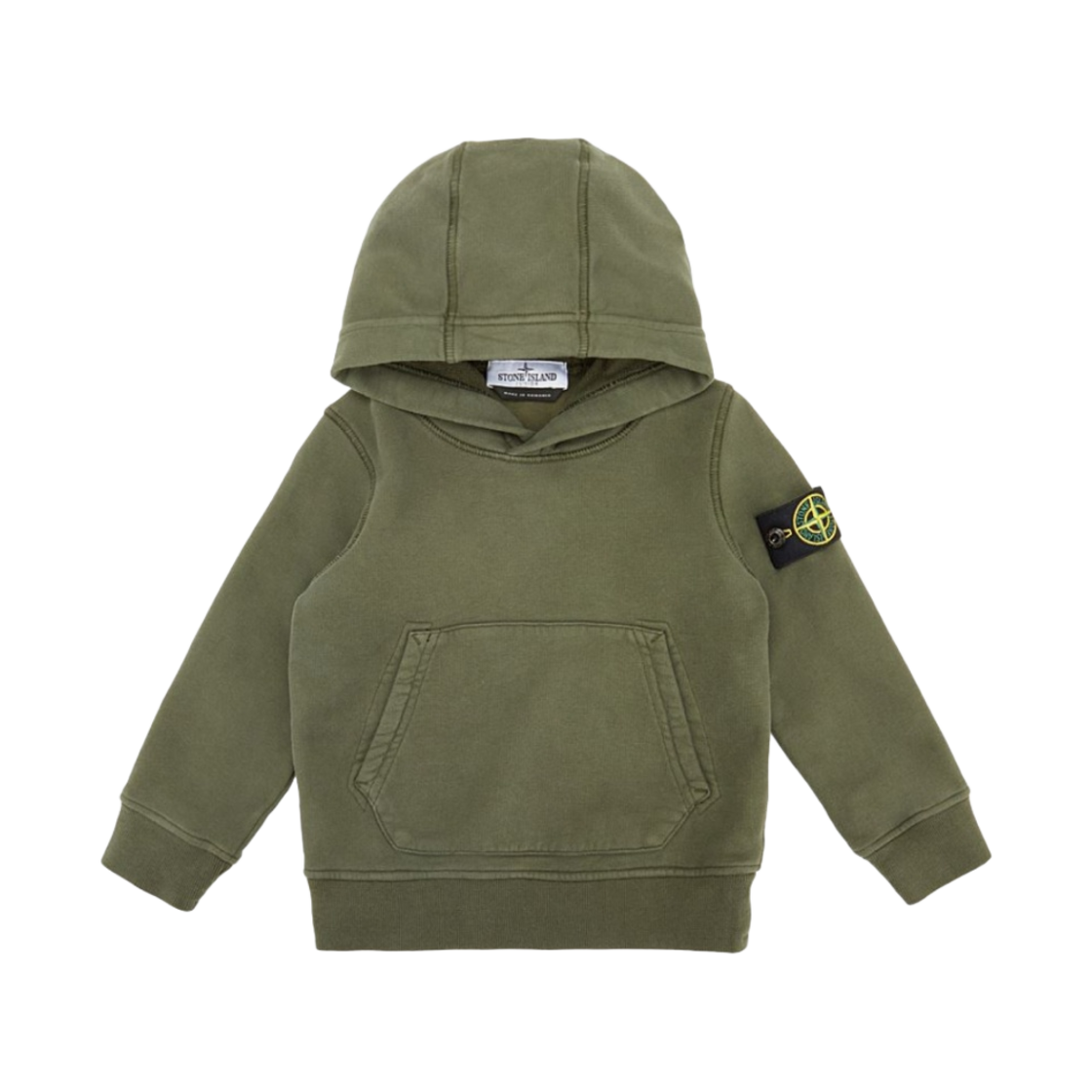 (키즈) 스톤 아일랜드 61640 코튼 플리스 후드 스웨트셔츠 올리브 그린 - 22FW((Kids) Stone Island 61640 Cotton Fleece Hooded Sweatshirt Olive Green - 22FW) - 1
