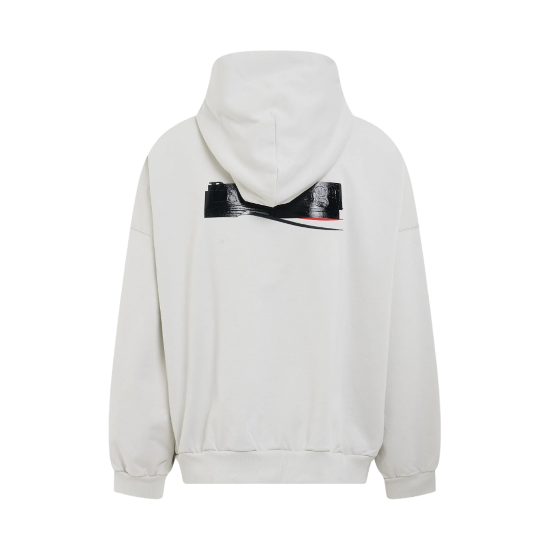 발렌시아가 개퍼 후드 라지 핏 에크루 블랙 레드(Balenciaga Gaffer Hoodie Large Fit Ecru Black Red) - 2