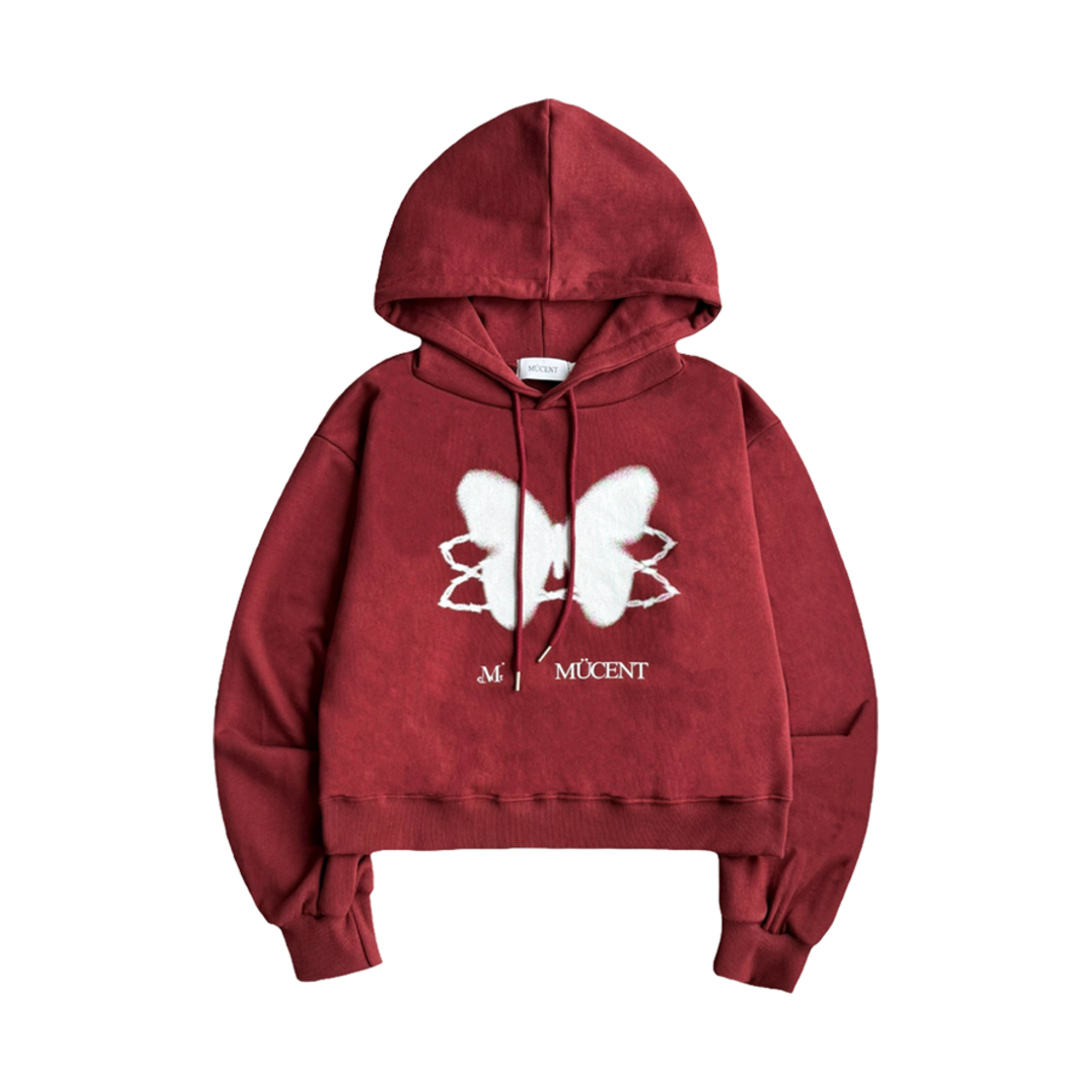 무센트 체인 버터플라이 후드 티 버건디(MUCENT Chain Butterfly Hood T Burgundy)