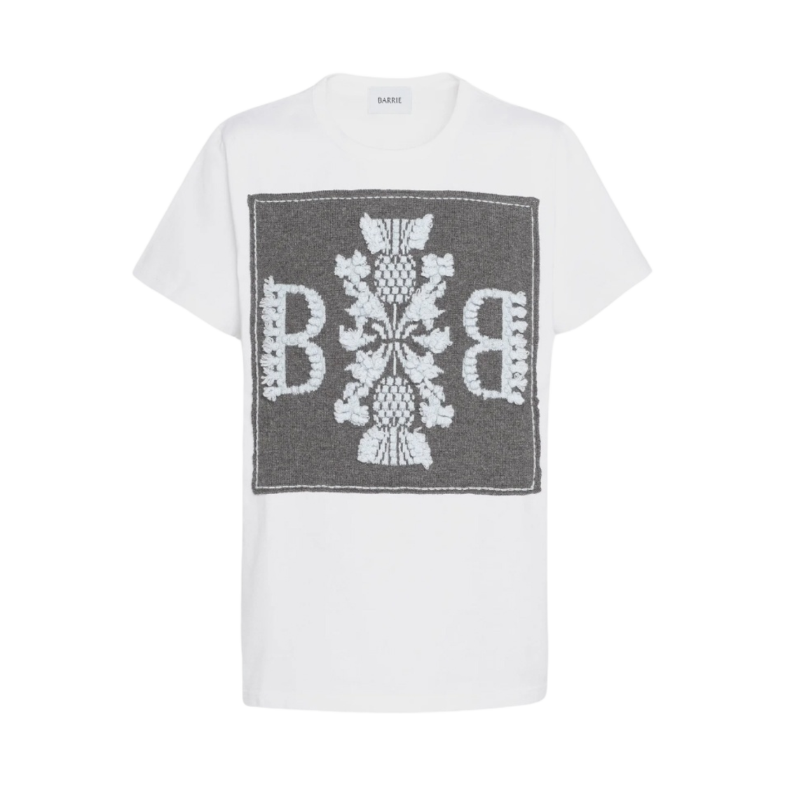 배리 로고 캐시미어 패치 코튼 티셔츠 그레이(Barrie Logo Cashmere Patch Cotton T-Shirt Grey)