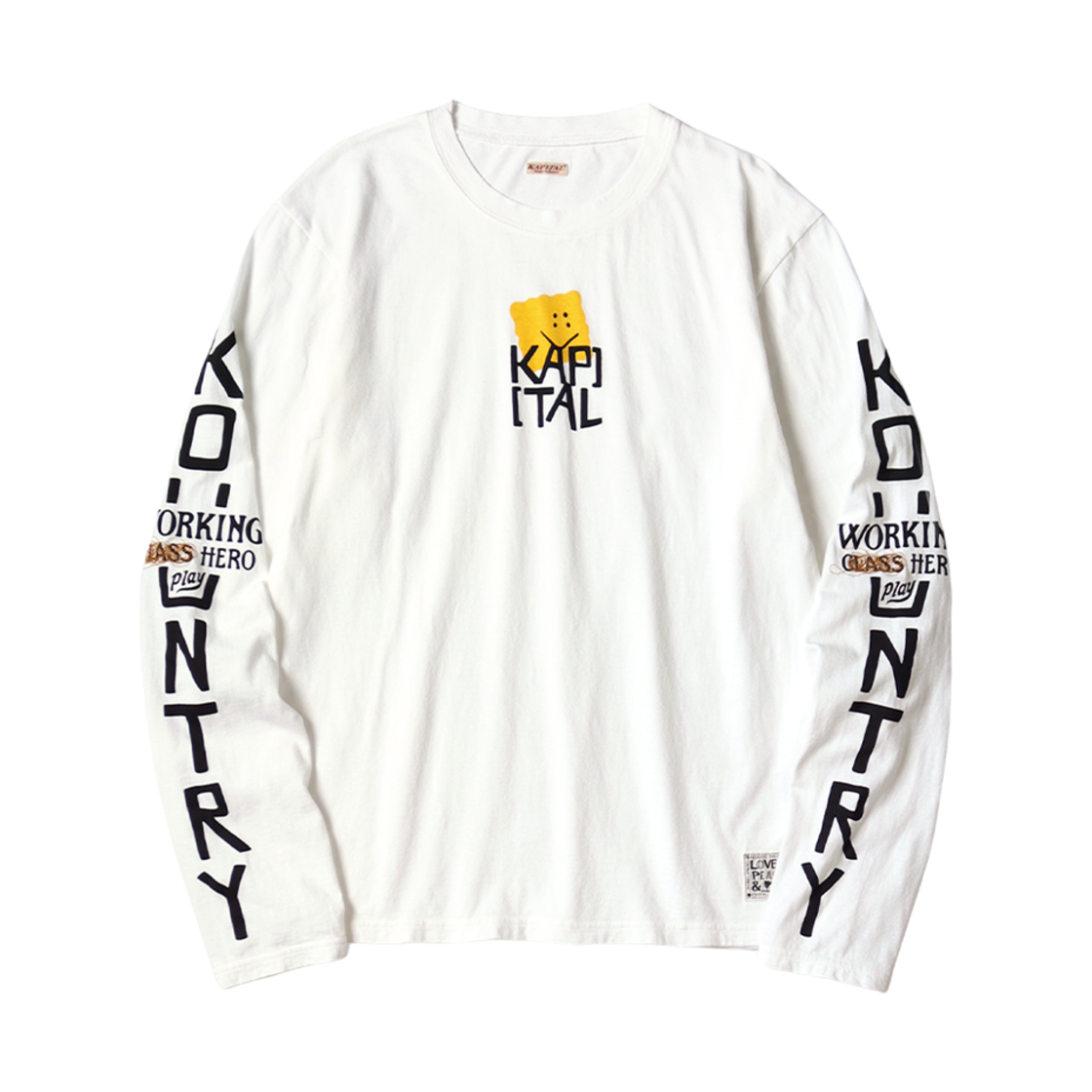 캐피탈 20 텐지쿠 코튼 크루론 패키쉬 캡 Pt 티셔츠 옐로우(Kapital 20 Tenjiku Cotton Crewlon Peckish Kap Pt T-Shirt Yellow)