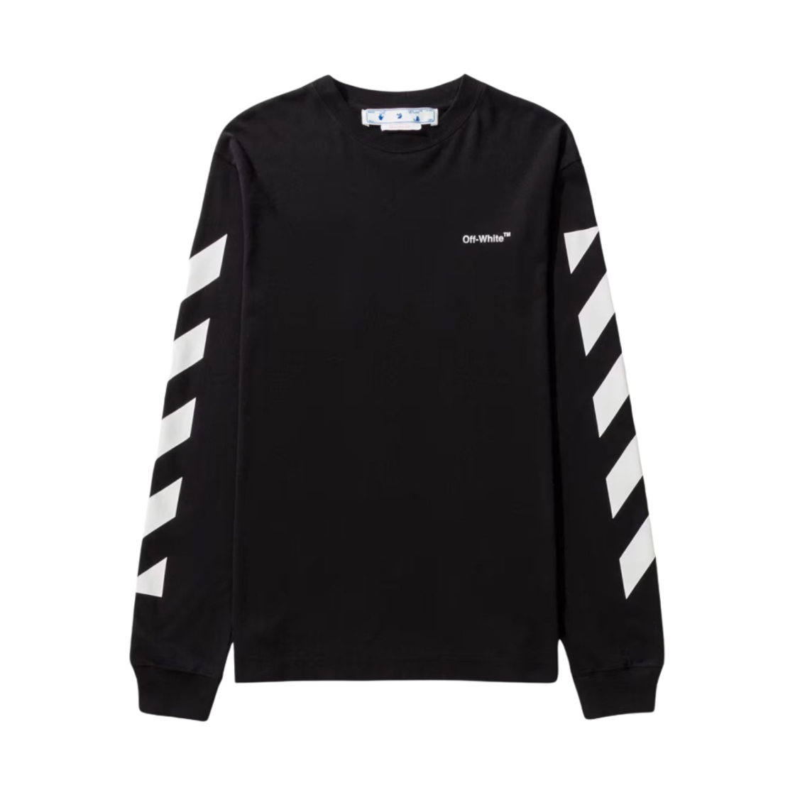 OMAB064C99JER0011001 Off-White Diagonal Helvetica Skate L/S T-Shirt Black White