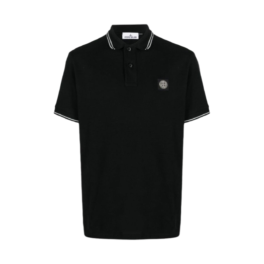80152SC18-A0029 Stone Island 2SC18 Stretch Cotton Pique Short Sleeve Polo Shirt Black - 24SS