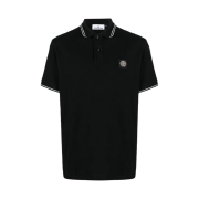 Stone Island 2SC18 Stretch Cotton Pique Short Sleeve Polo Shirt Black - 24SS