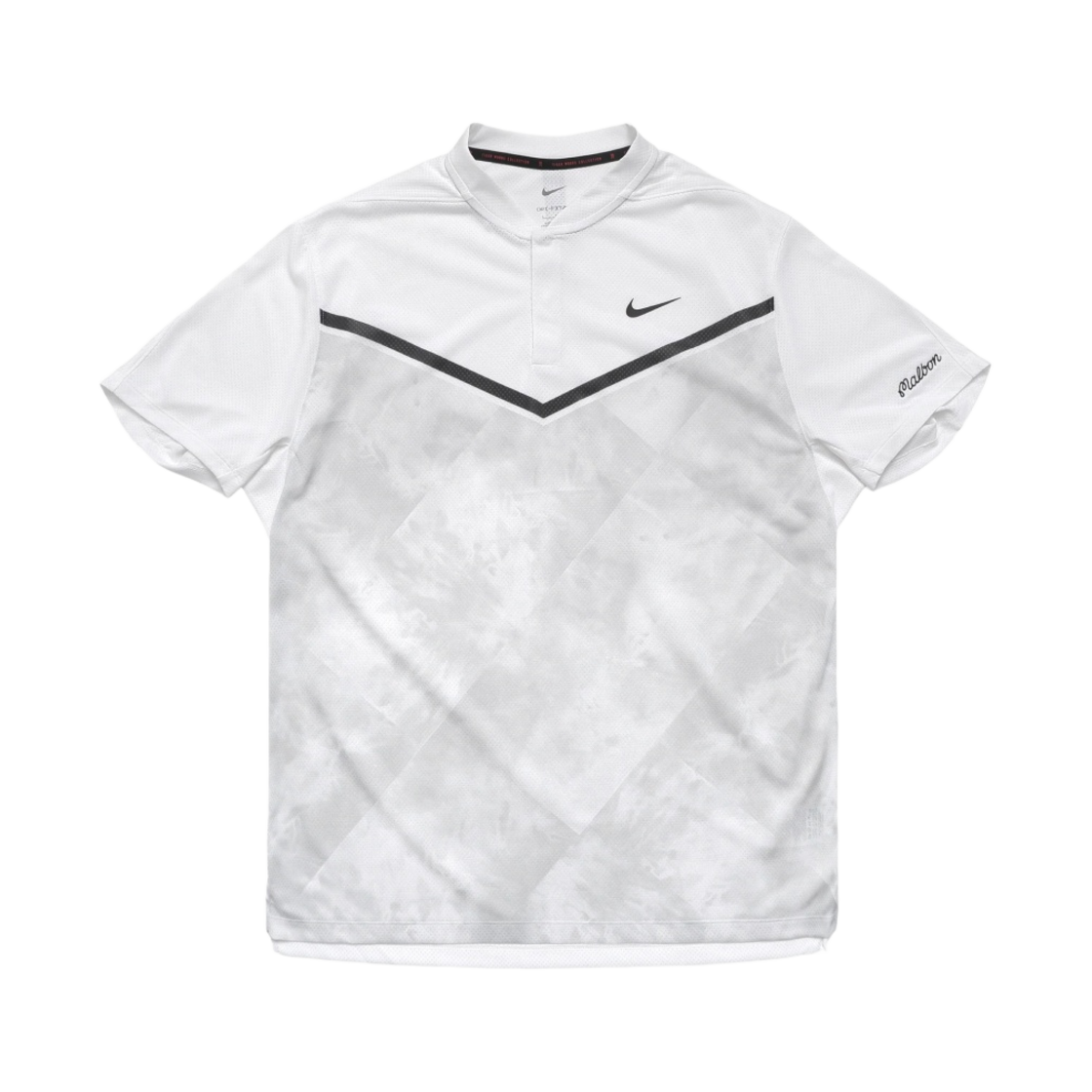 말본 골프 x 나이키 TW 드라이핏 ADV 블레이드 PRT 폴로 화이트 블랙(Malbon Golf x Nike TW Dri-Fit ADV Blade PRT Polo White Black) - 1