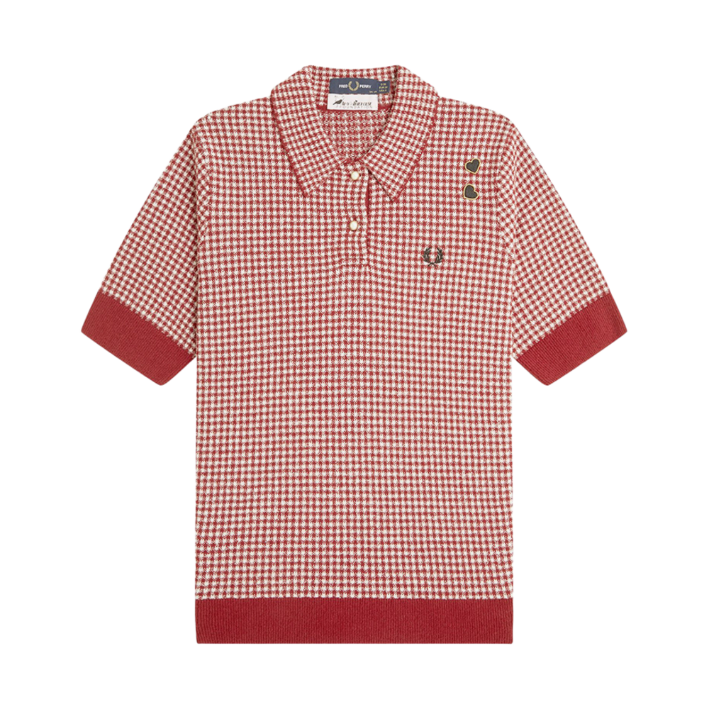 AFPF251K104-M02 Fred PerryxAmy Winehouse Gingham Knitted Shirt Burnt Red