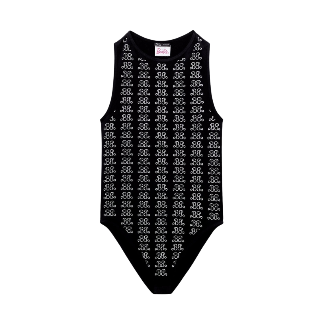 (W) 자라 x 바비 매텔 라인스톤 바디수트 블랙((W) Zara x Barbie Mattel Rhinestone Bodysuit Black) - 1