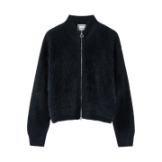 Wooyoungmi High Neck Zip Up Sweater Navy - 24FW