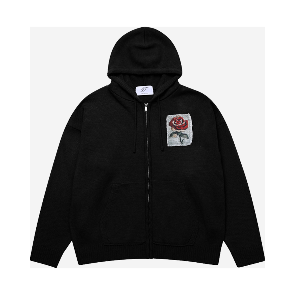 GT25SS04 BK The Greatest Rose Patch Hoodie Zip-Up Black